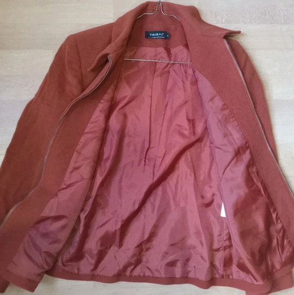 Tribal Wool Blend Burnt Orange Zip Up Shacket Size 4/Medium Wool/Cashmere Blend - Picture 3 of 8